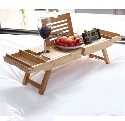 Extendable Bamboo Bathtub Spa Tray. Caddy Organizer